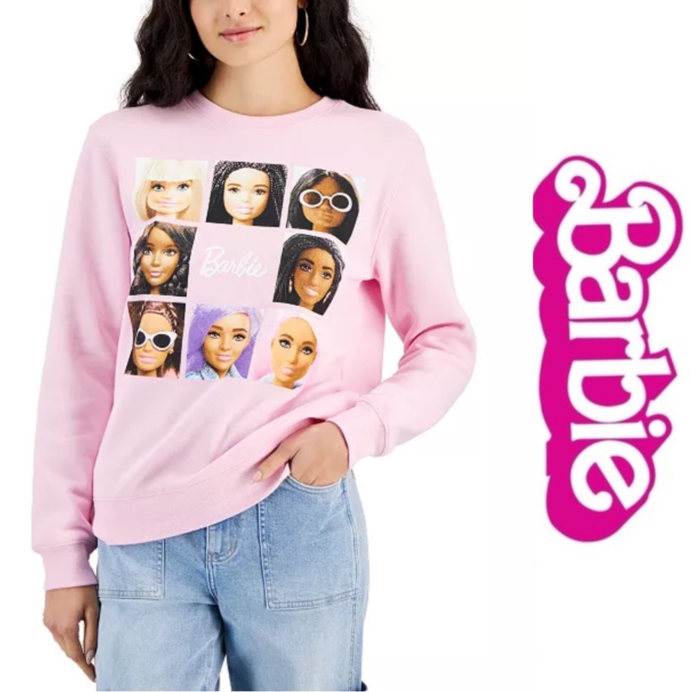 Barbie | Pink Barbie Grid Graphic Sweatshirt | Size Large